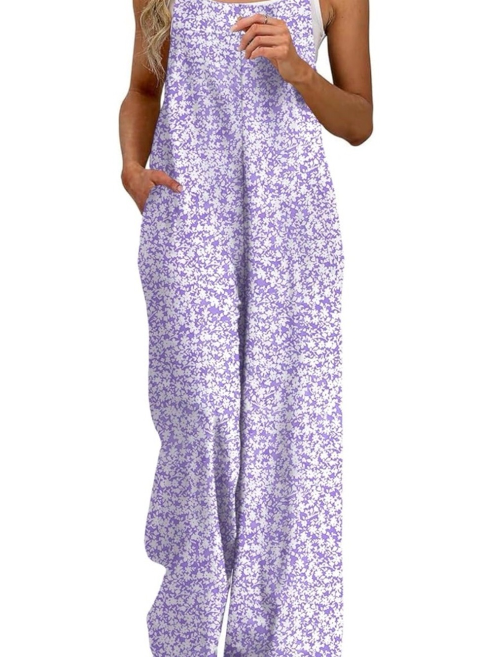 Lavender Floral Wide-Leg Jumpsuit
